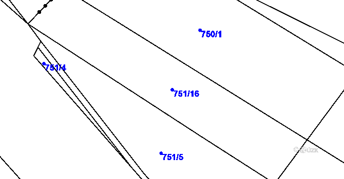 Parcela st. 751/16 v KÚ Mašovice u Znojma, Katastrální mapa