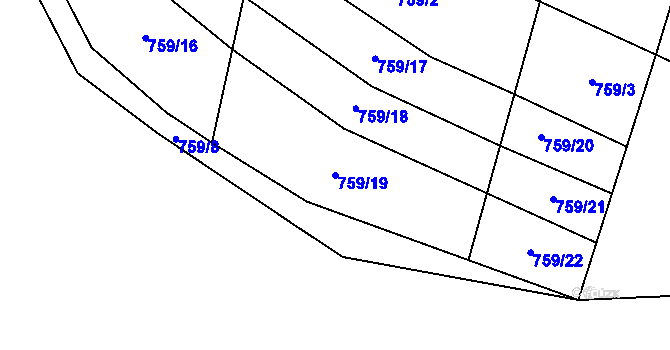 Parcela st. 759/19 v KÚ Mašovice u Znojma, Katastrální mapa