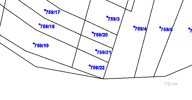 Parcela st. 759/21 v KÚ Mašovice u Znojma, Katastrální mapa