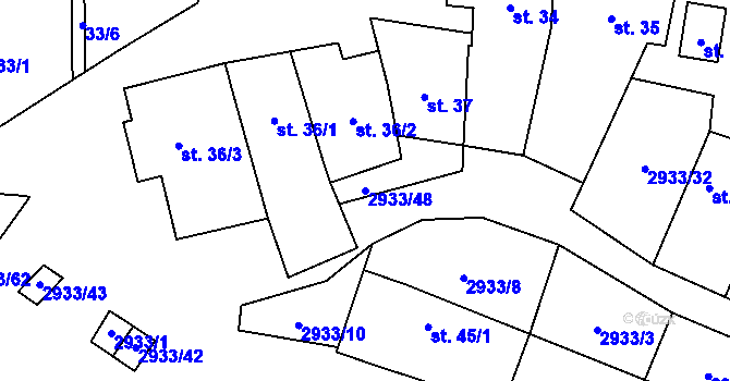 Parcela st. 2933/48 v KÚ Mašovice u Znojma, Katastrální mapa