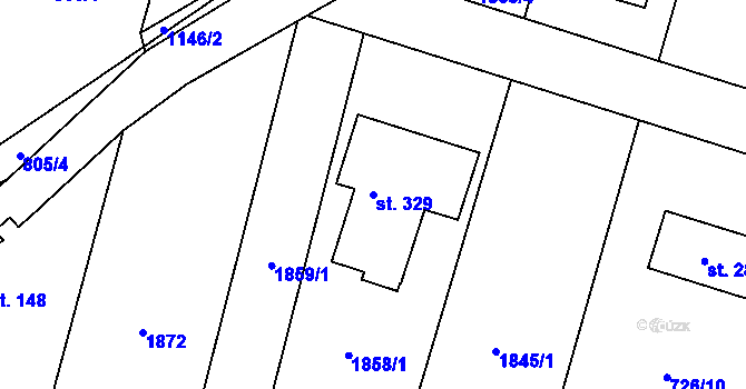 Parcela st. 329 v KÚ Mašovice u Znojma, Katastrální mapa