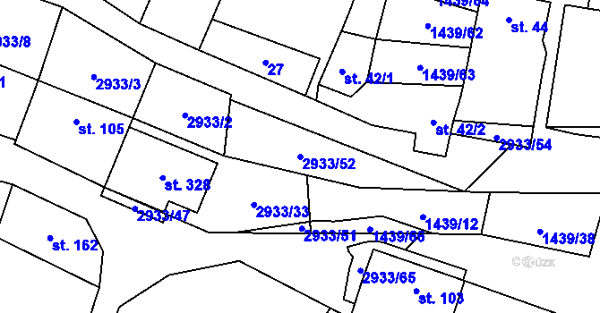 Parcela st. 2933/52 v KÚ Mašovice u Znojma, Katastrální mapa