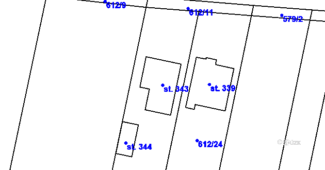 Parcela st. 343 v KÚ Mašovice u Znojma, Katastrální mapa