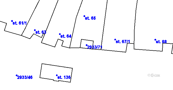 Parcela st. 2933/71 v KÚ Mašovice u Znojma, Katastrální mapa