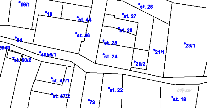 Parcela st. 24 v KÚ Mašťov, Katastrální mapa