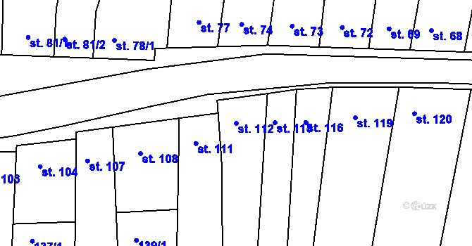 Parcela st. 112 v KÚ Mašťov, Katastrální mapa