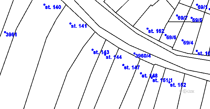 Parcela st. 144 v KÚ Mašťov, Katastrální mapa