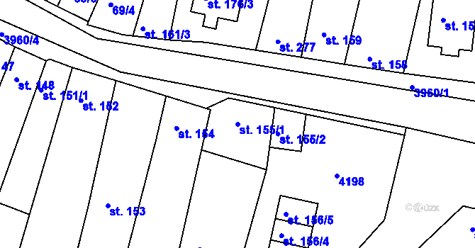Parcela st. 155/1 v KÚ Mašťov, Katastrální mapa