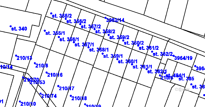 Parcela st. 359/1 v KÚ Mašťov, Katastrální mapa