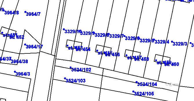 Parcela st. 455 v KÚ Mašťov, Katastrální mapa