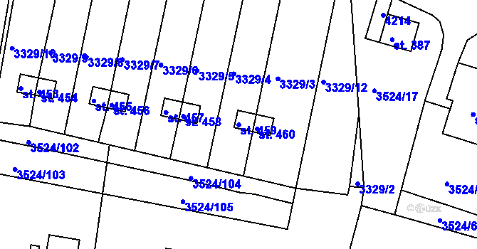 Parcela st. 459 v KÚ Mašťov, Katastrální mapa