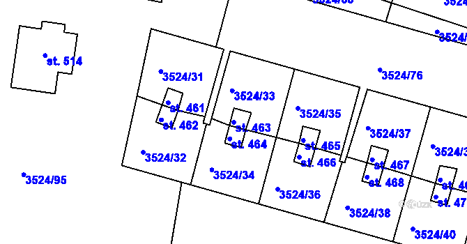 Parcela st. 463 v KÚ Mašťov, Katastrální mapa