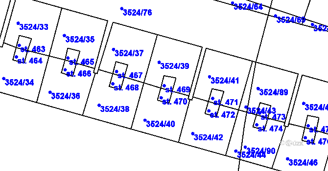 Parcela st. 469 v KÚ Mašťov, Katastrální mapa