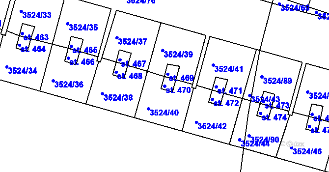 Parcela st. 470 v KÚ Mašťov, Katastrální mapa