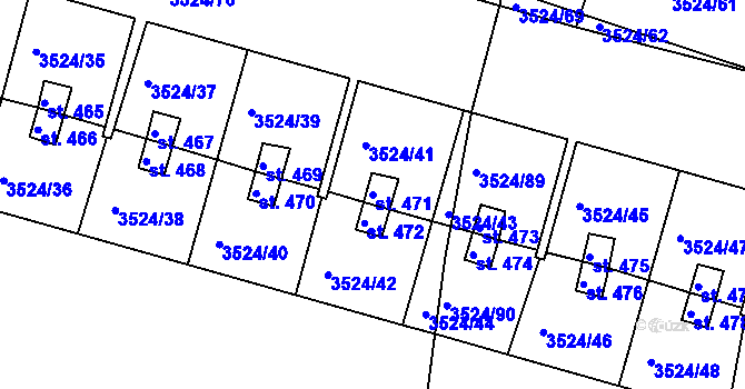 Parcela st. 471 v KÚ Mašťov, Katastrální mapa