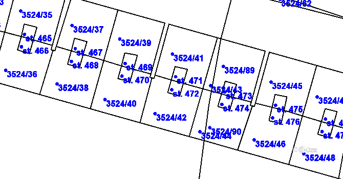 Parcela st. 472 v KÚ Mašťov, Katastrální mapa