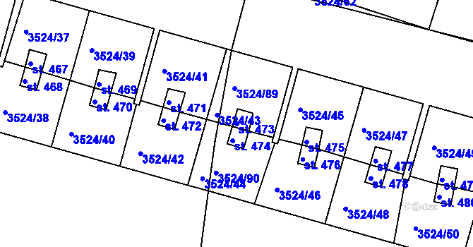 Parcela st. 473 v KÚ Mašťov, Katastrální mapa