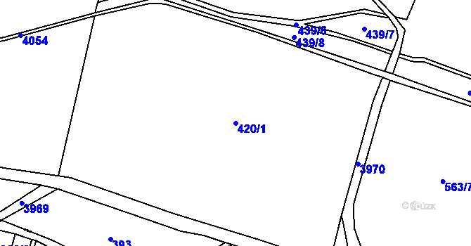 Parcela st. 420/1 v KÚ Mašťov, Katastrální mapa