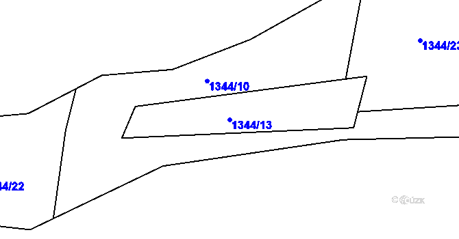 Parcela st. 1344/13 v KÚ Mašťov, Katastrální mapa