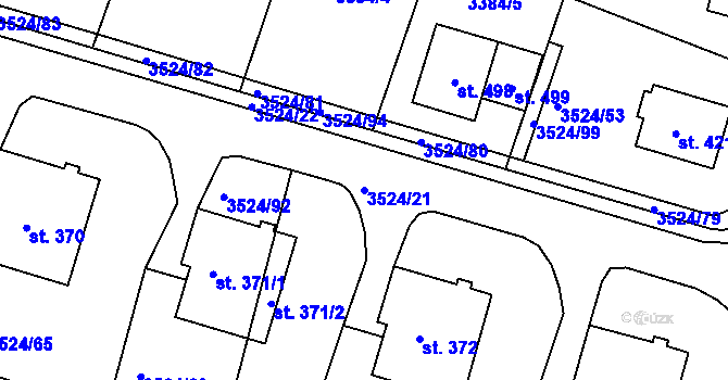 Parcela st. 3524/21 v KÚ Mašťov, Katastrální mapa
