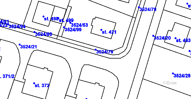 Parcela st. 3524/79 v KÚ Mašťov, Katastrální mapa