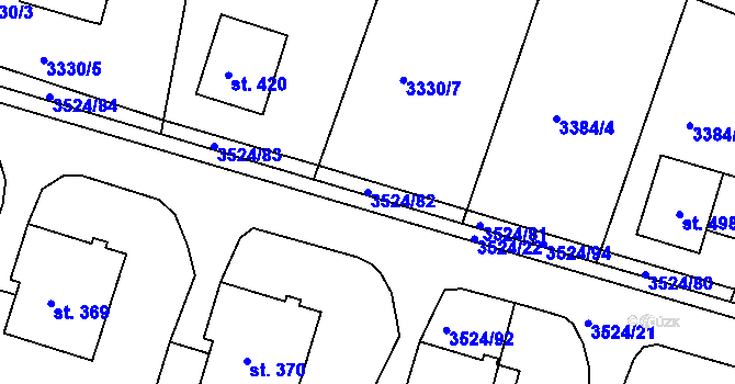 Parcela st. 3524/82 v KÚ Mašťov, Katastrální mapa