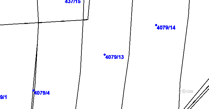 Parcela st. 4079/13 v KÚ Mašťov, Katastrální mapa