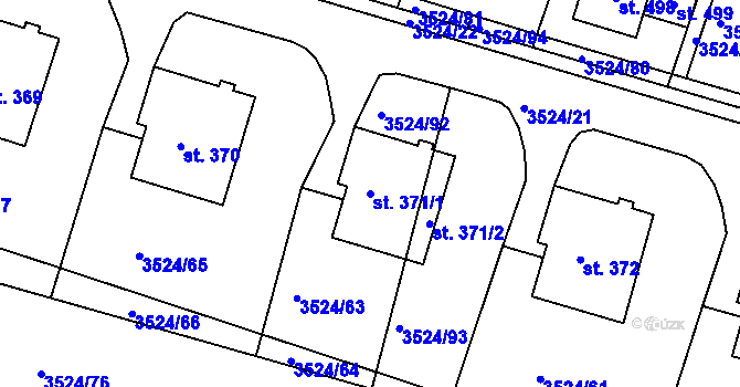 Parcela st. 371/1 v KÚ Mašťov, Katastrální mapa