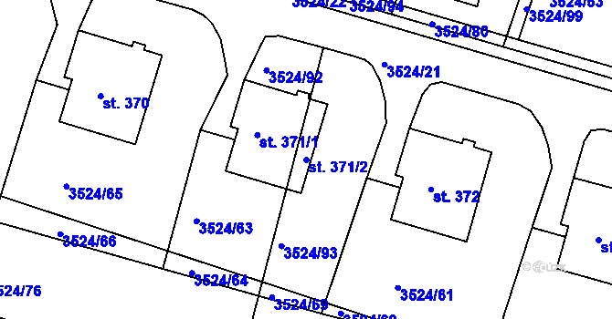 Parcela st. 371/2 v KÚ Mašťov, Katastrální mapa