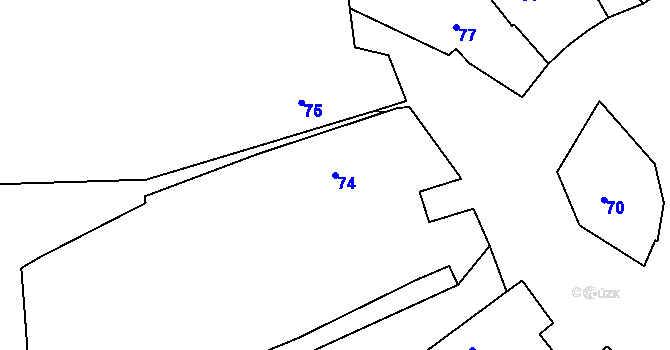Parcela st. 74 v KÚ Matějov, Katastrální mapa