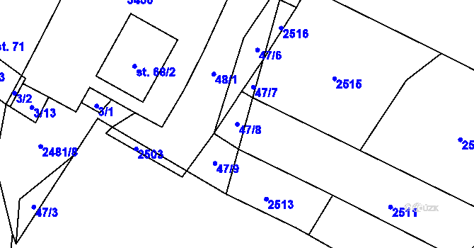Parcela st. 47/8 v KÚ Matějovec, Katastrální mapa