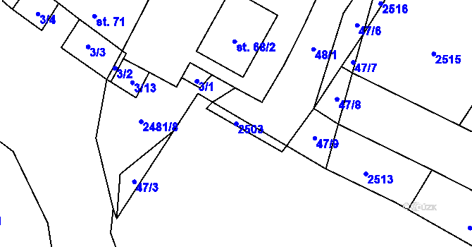 Parcela st. 2503 v KÚ Matějovec, Katastrální mapa