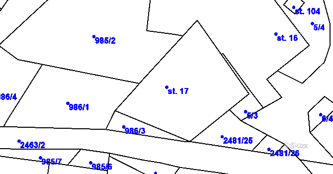 Parcela st. 17 v KÚ Matějovec, Katastrální mapa