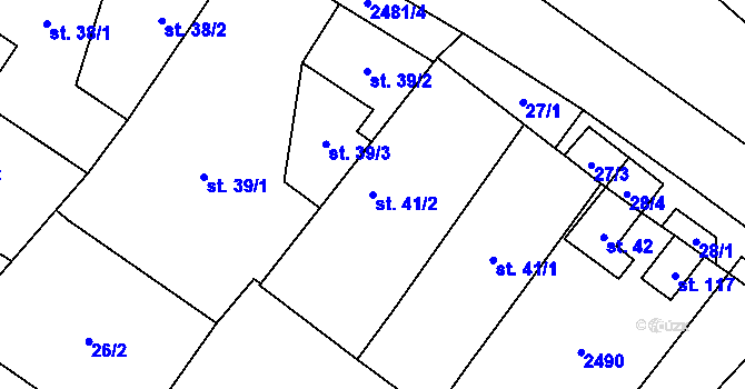 Parcela st. 41/2 v KÚ Matějovec, Katastrální mapa