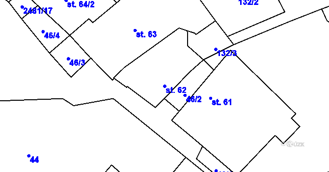 Parcela st. 62 v KÚ Matějovec, Katastrální mapa