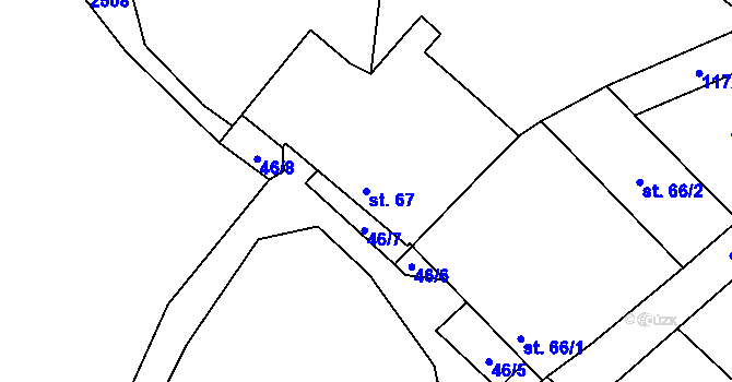 Parcela st. 67 v KÚ Matějovec, Katastrální mapa