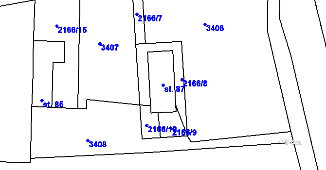 Parcela st. 87 v KÚ Matějovec, Katastrální mapa