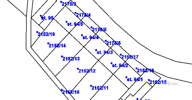 Parcela st. 94/3 v KÚ Matějovec, Katastrální mapa