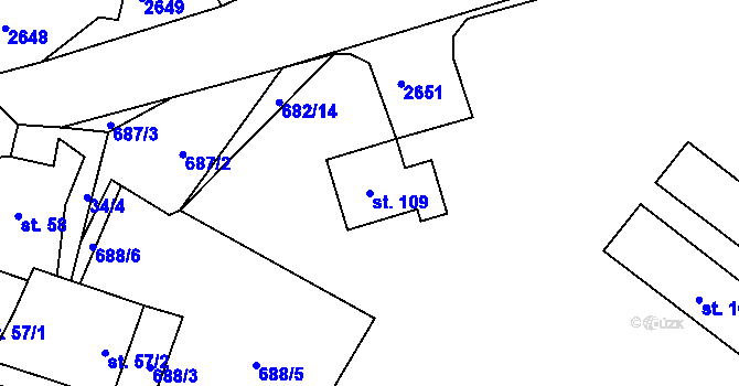 Parcela st. 109 v KÚ Matějovec, Katastrální mapa