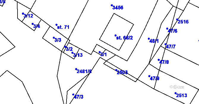 Parcela st. 3/1 v KÚ Matějovec, Katastrální mapa