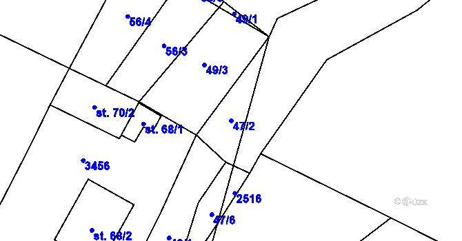 Parcela st. 47/2 v KÚ Matějovec, Katastrální mapa