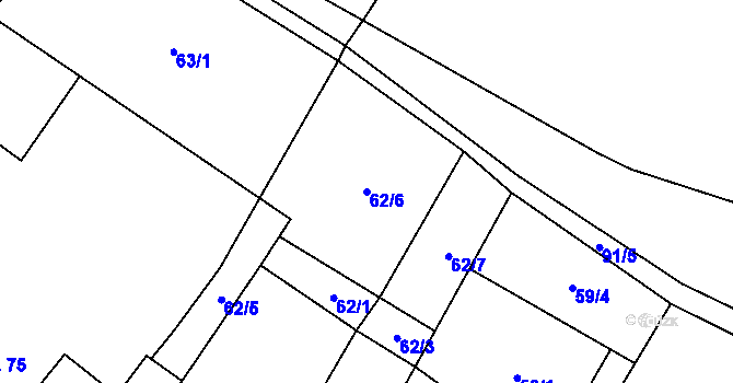 Parcela st. 62/6 v KÚ Matějovec, Katastrální mapa