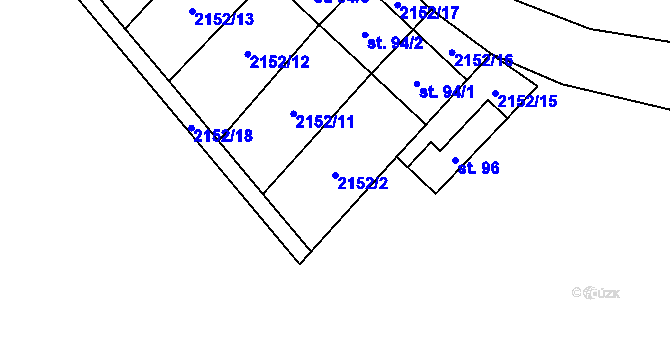 Parcela st. 2152/2 v KÚ Matějovec, Katastrální mapa