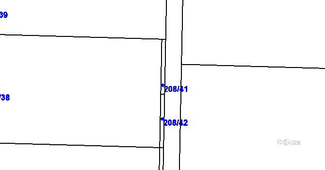 Parcela st. 208/41 v KÚ Mcely, Katastrální mapa