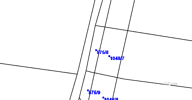 Parcela st. 575/8 v KÚ Mcely, Katastrální mapa