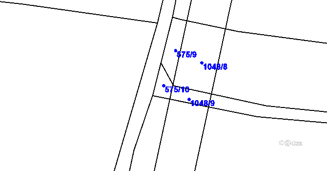 Parcela st. 575/10 v KÚ Mcely, Katastrální mapa