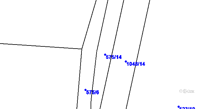Parcela st. 575/14 v KÚ Mcely, Katastrální mapa