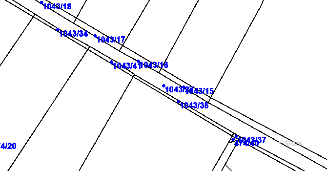 Parcela st. 1043/27 v KÚ Mcely, Katastrální mapa
