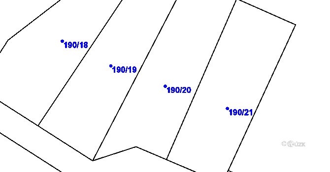 Parcela st. 190/20 v KÚ Mcely, Katastrální mapa