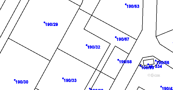 Parcela st. 190/32 v KÚ Mcely, Katastrální mapa